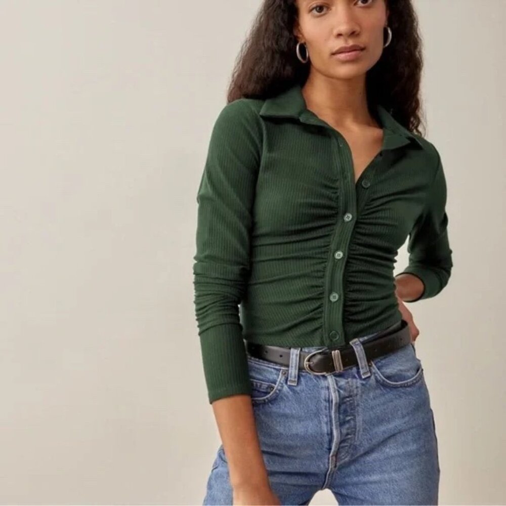 Reformation Elin Top in Forest Green